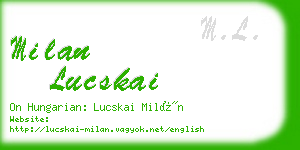 milan lucskai business card